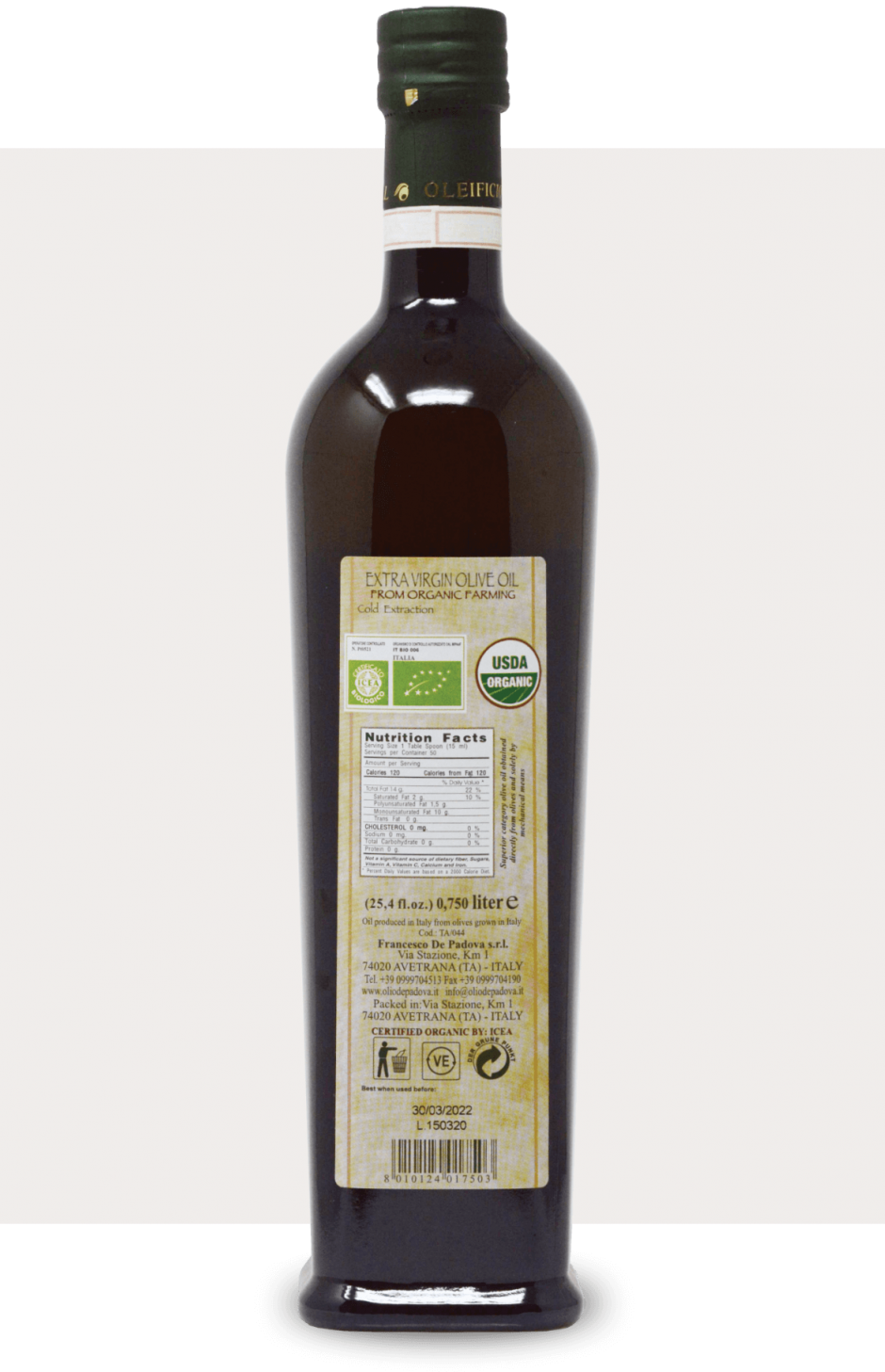 Cold-pressed organic extra virgin olive oil